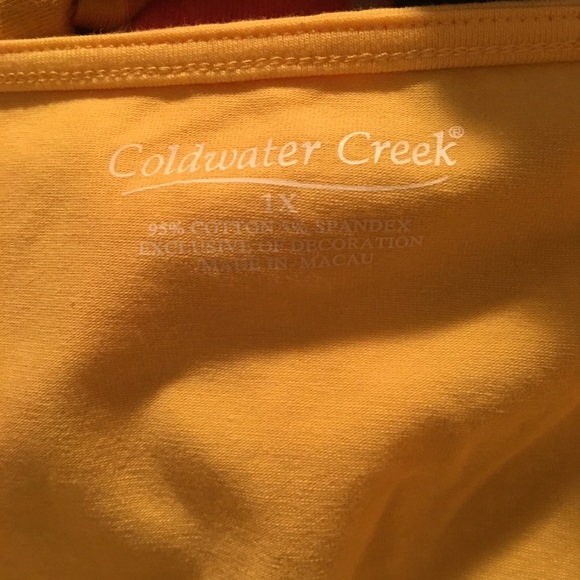 Coldwater Creek Bright Gold Lace Trim Top 1X - Picture 5 of 8